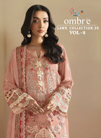 Shree Ombre Lawn Collection 26 Vol 8 Cotton Dupatta Cotton Embroidered Salwar Kameez