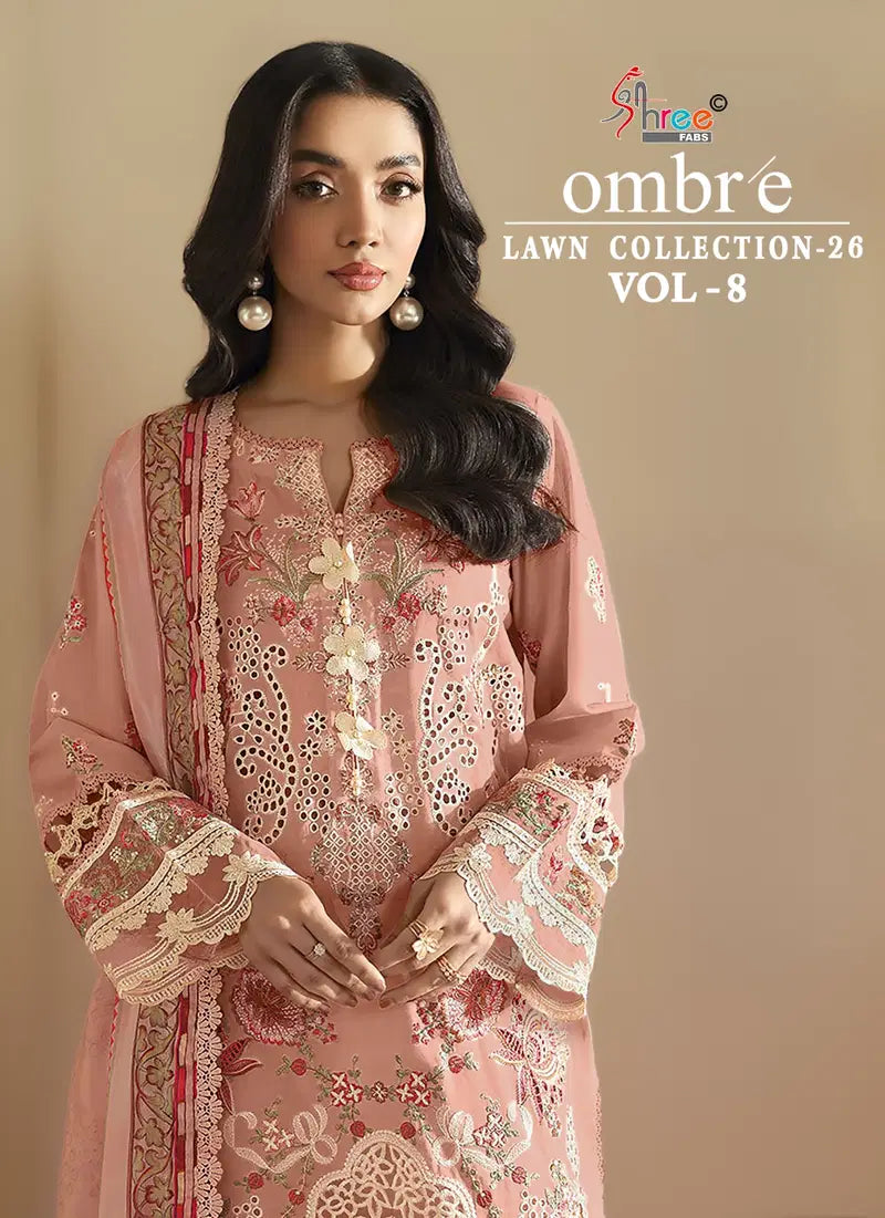 Shree Ombre Lawn Collection 26 Vol 8 Cotton Dupatta Cotton Embroidered Salwar Kameez