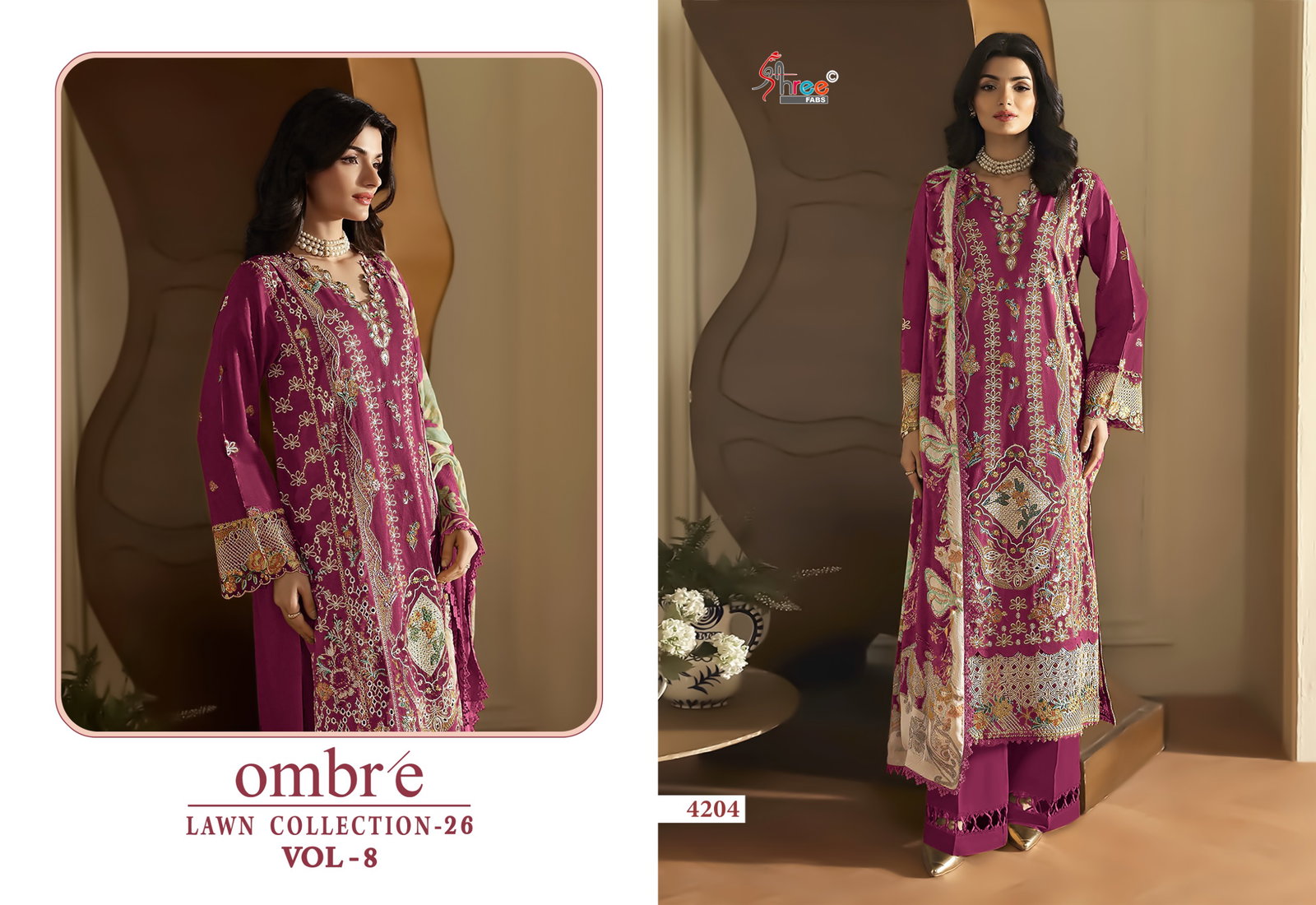 Shree Ombre Lawn Collection 26 Vol 8 Cotton Dupatta Cotton Embroidered Salwar Kameez