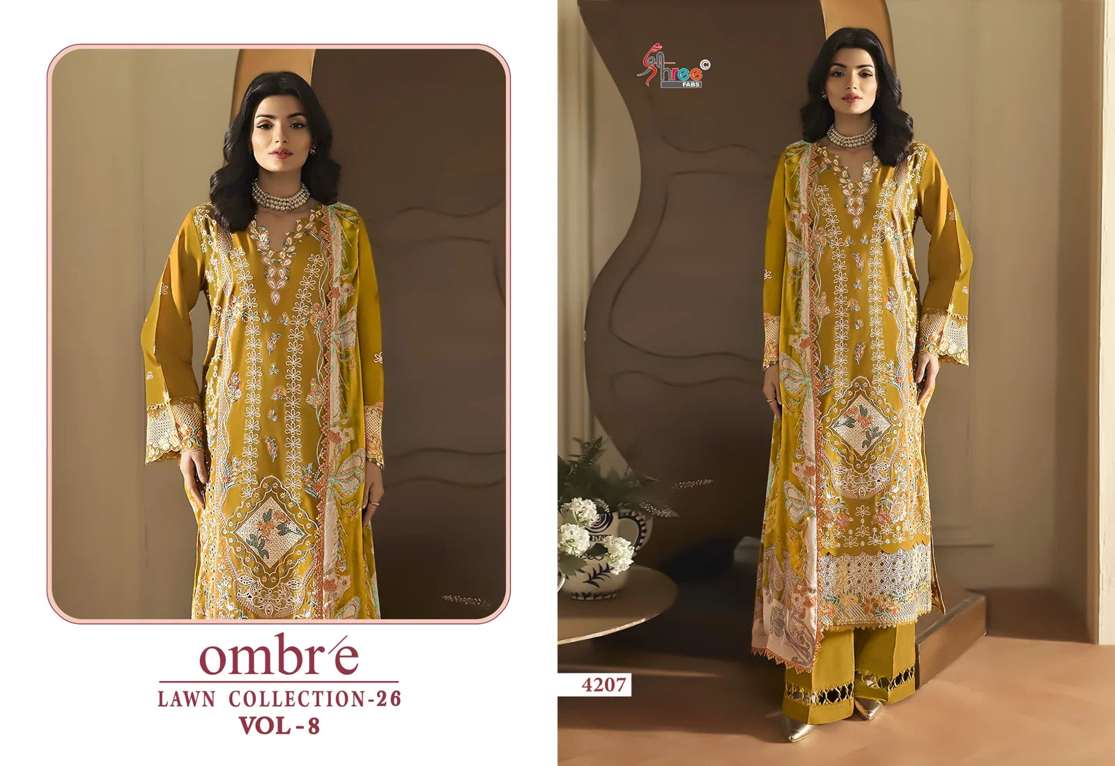 Shree Ombre Lawn Collection 26 Vol 8 Cotton Dupatta Cotton Embroidered Salwar Kameez