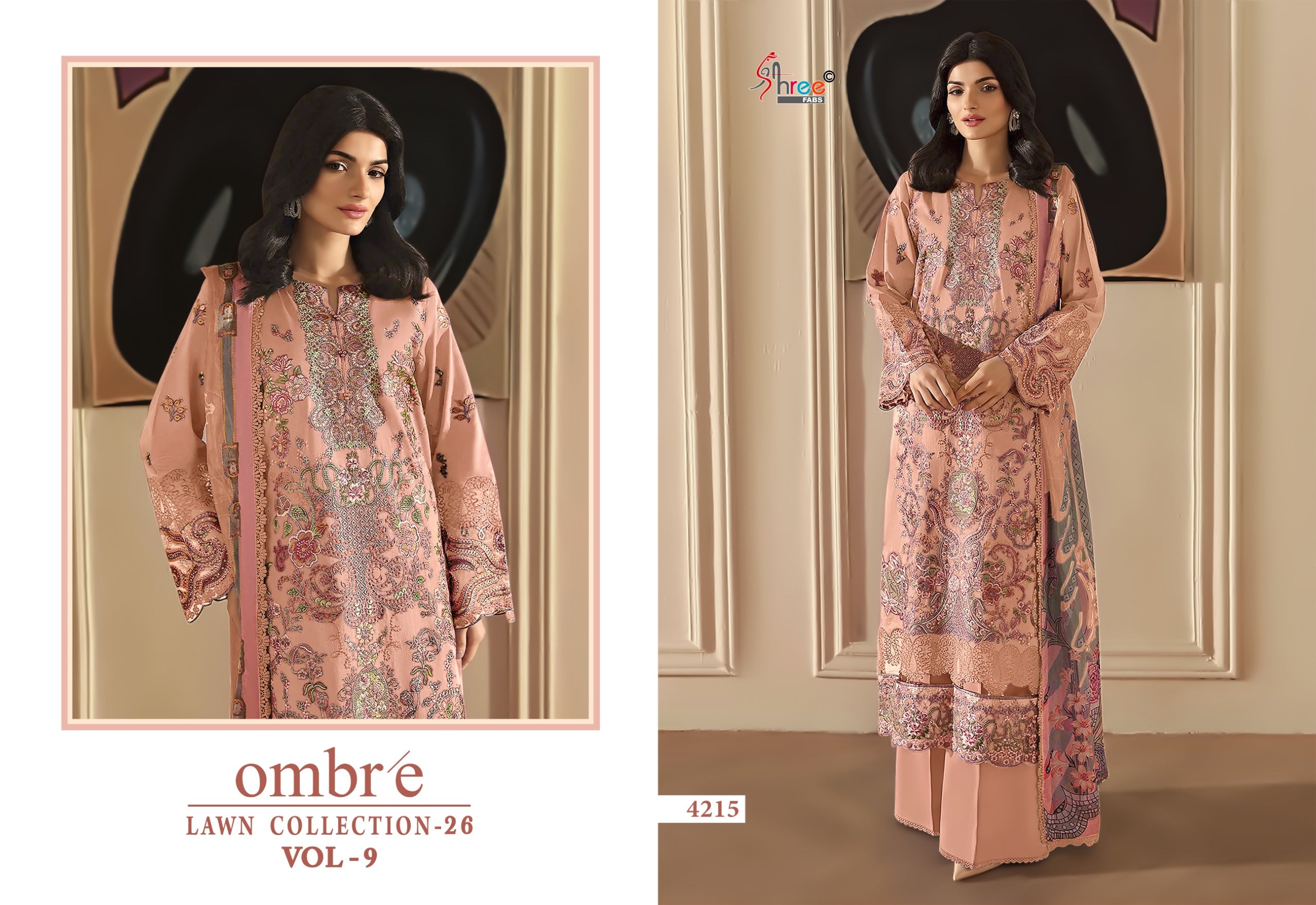 Shree Ombre Lawn Collection 26 Vol 9 Chiffon Dupatta Cotton Embroidered Pakistani Salwar Kameez