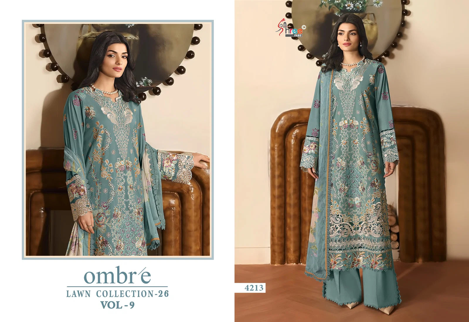 Shree Ombre Lawn Collection 26 Vol 9 Cotton Dupatta Cotton Embroidered Pakistani Salwar Kameez