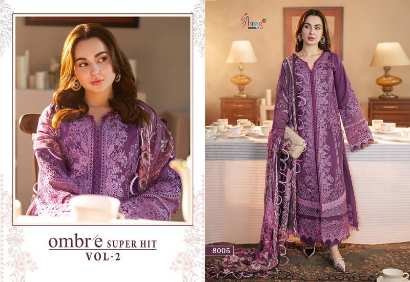 Shree Ombre Super Hit Vol 2 Chiffon Duaptta Cotton Embroidered Salwar Kameez