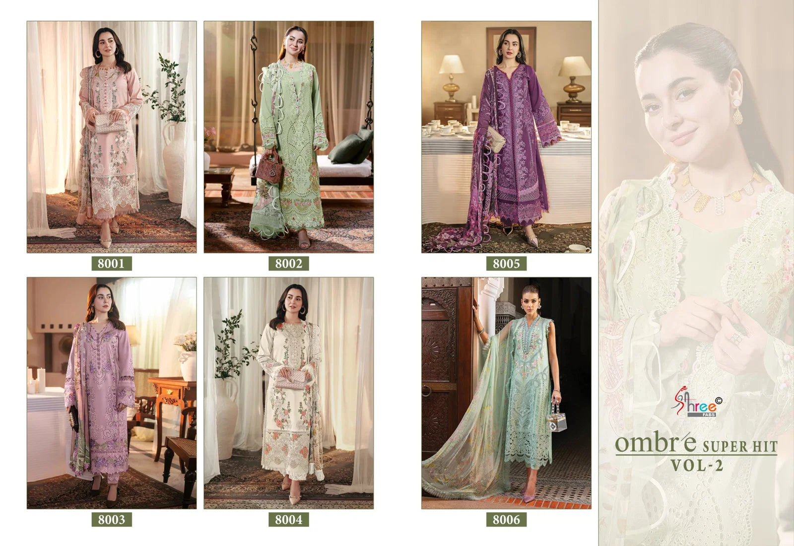 Shree Ombre Super Hit Vol 2 Chiffon Duaptta Cotton Embroidered Salwar Kameez