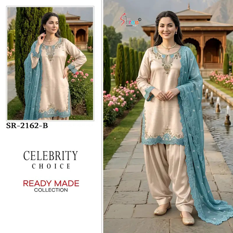 Shree R 2162 Readymade Viscose Satin Khatli Work Salwar Kameez