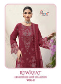 Shree Riwayat Embroidered Lawn Collection Vol 2 Cotton Dupatta Cotton Salwar Suit Full Catalog available at wholesale rate.