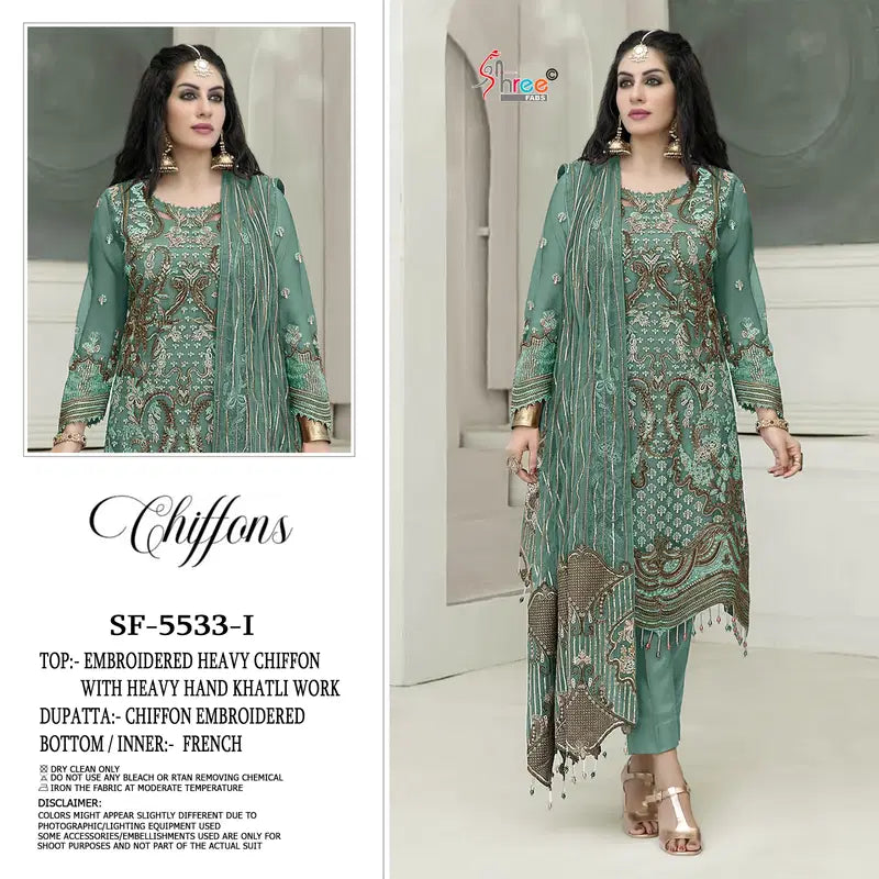 Shree Sf 5533 Vol 3 Chiffon With Embroidery Pakistani Salwar Kameez
