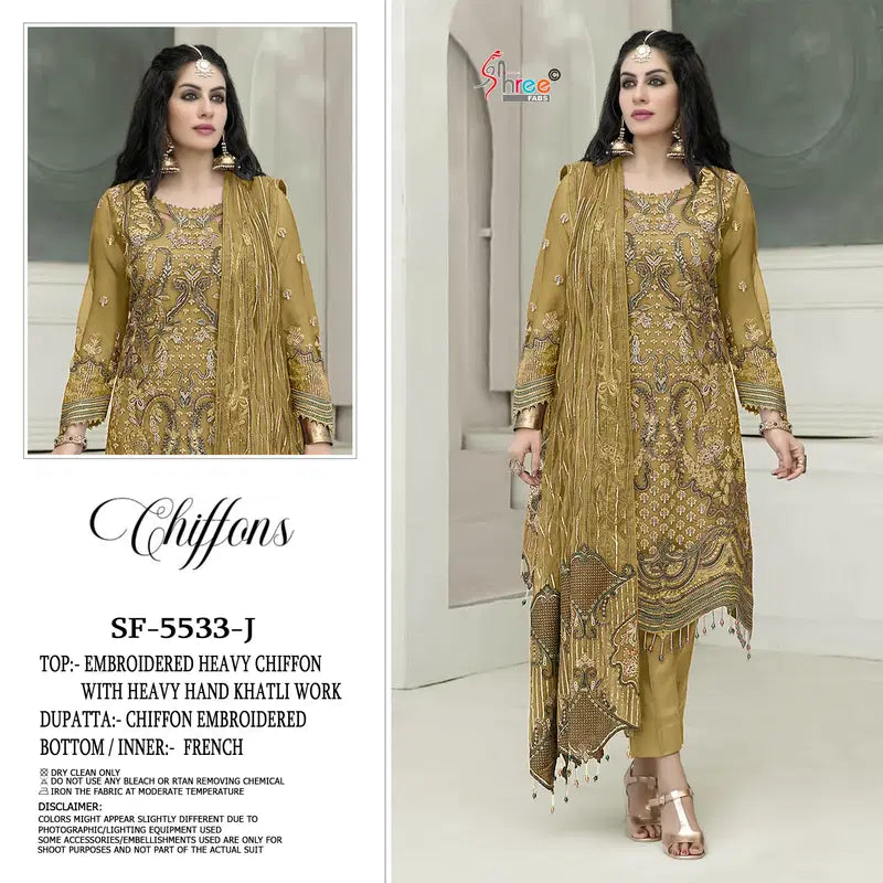 Shree Sf 5533 Vol 3 Chiffon With Embroidery Pakistani Salwar Kameez