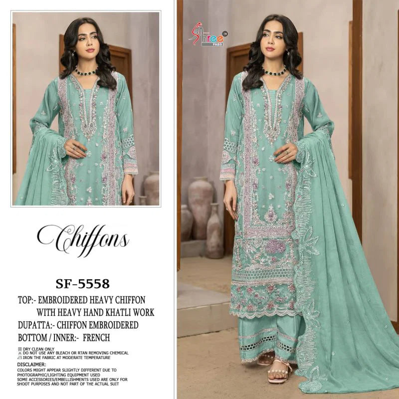 Shree Sf 5558 A To D Chiffon Embroidered Salwar Kameez Collection