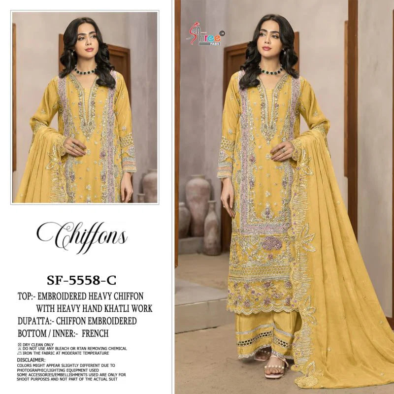 Shree Sf 5558 A To D Chiffon Embroidered Salwar Kameez Collection