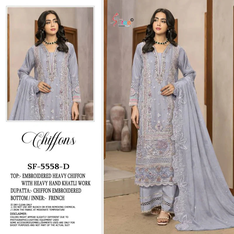Shree Sf 5558 A To D Chiffon Embroidered Salwar Kameez Collection