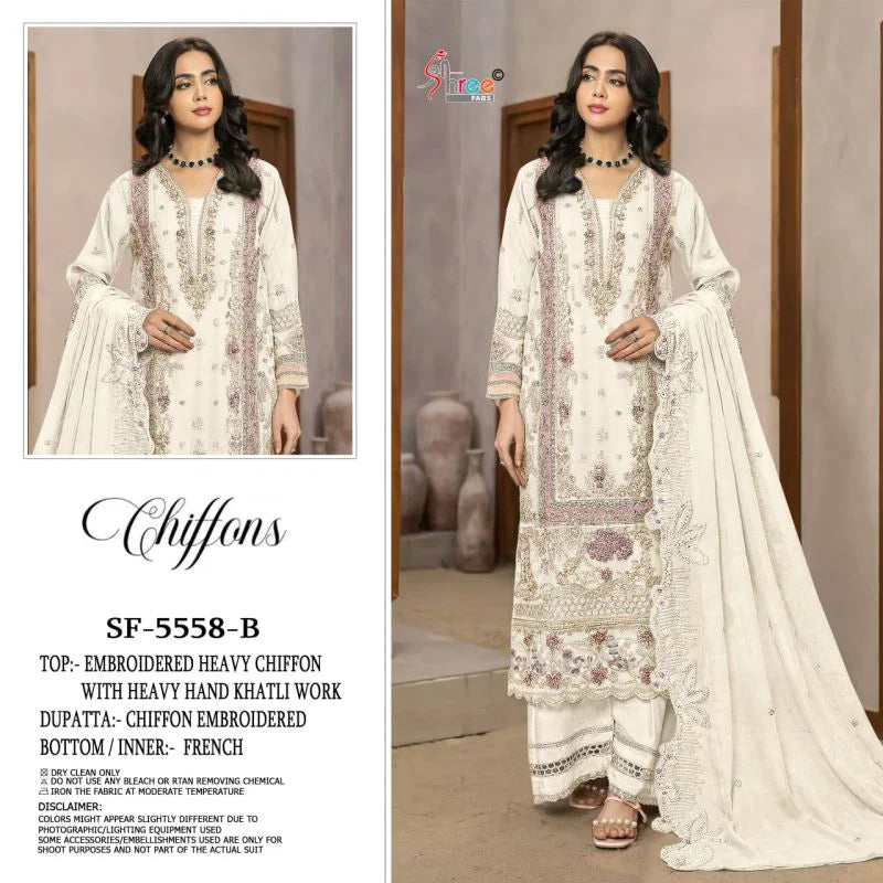 Shree Sf 5558 A To D Chiffon Embroidered Salwar Kameez Collection