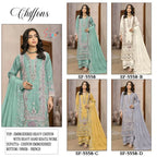 Shree Sf 5558 A To D Chiffon Embroidered Salwar Kameez Collection