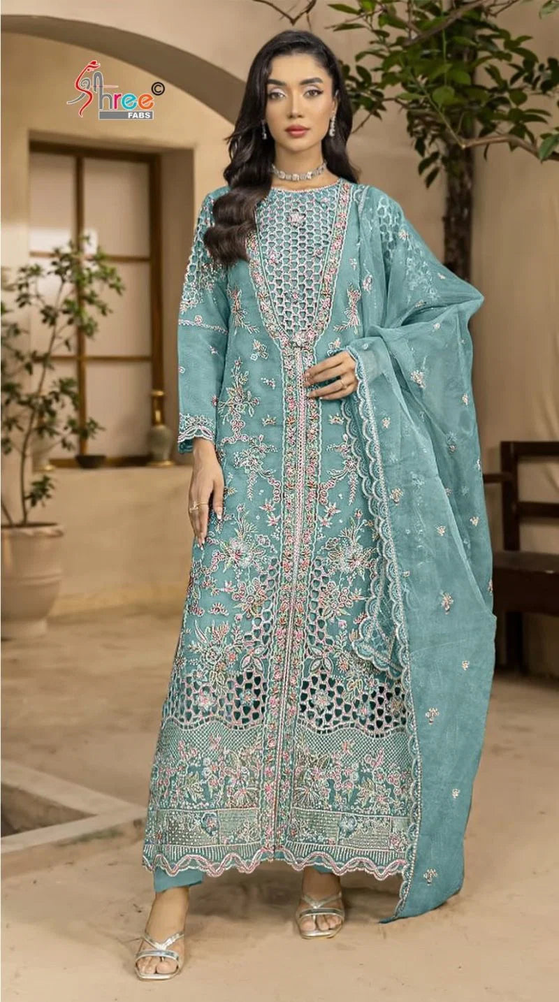Shree Sf 5586 A To D Chiffon Embroidered Salwar Kameez Collection