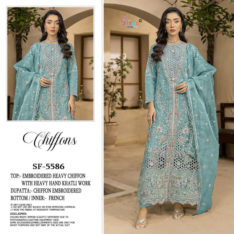 Shree Sf 5586 A To D Chiffon Embroidered Salwar Kameez Collection