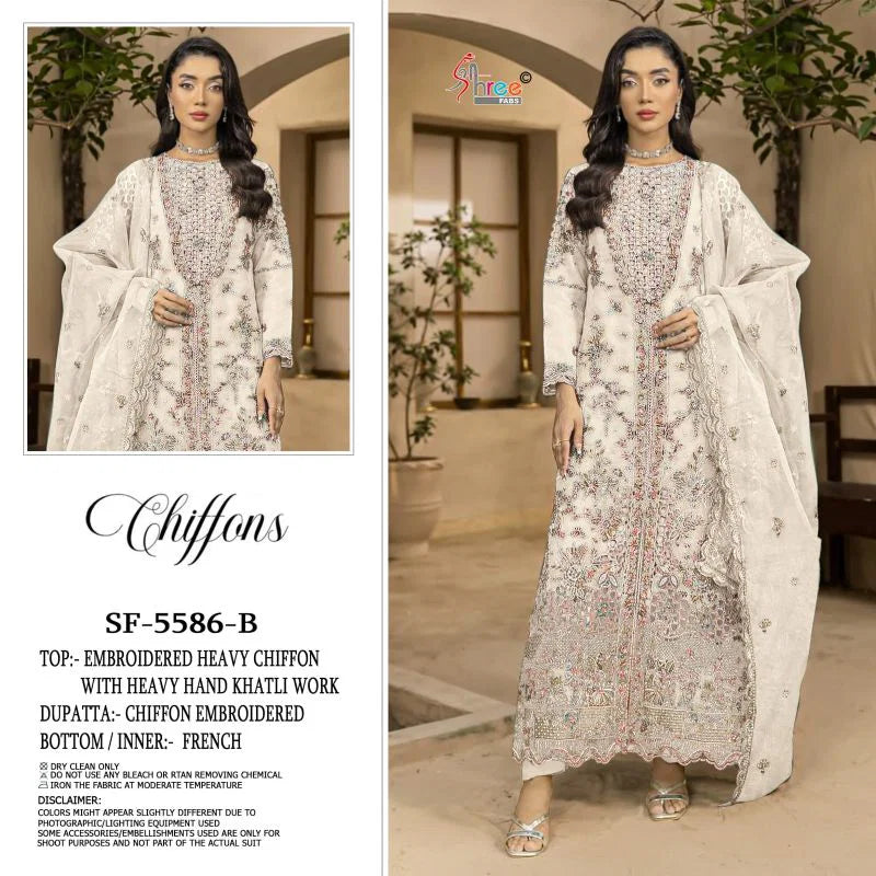 Shree Sf 5586 A To D Chiffon Embroidered Salwar Kameez Collection