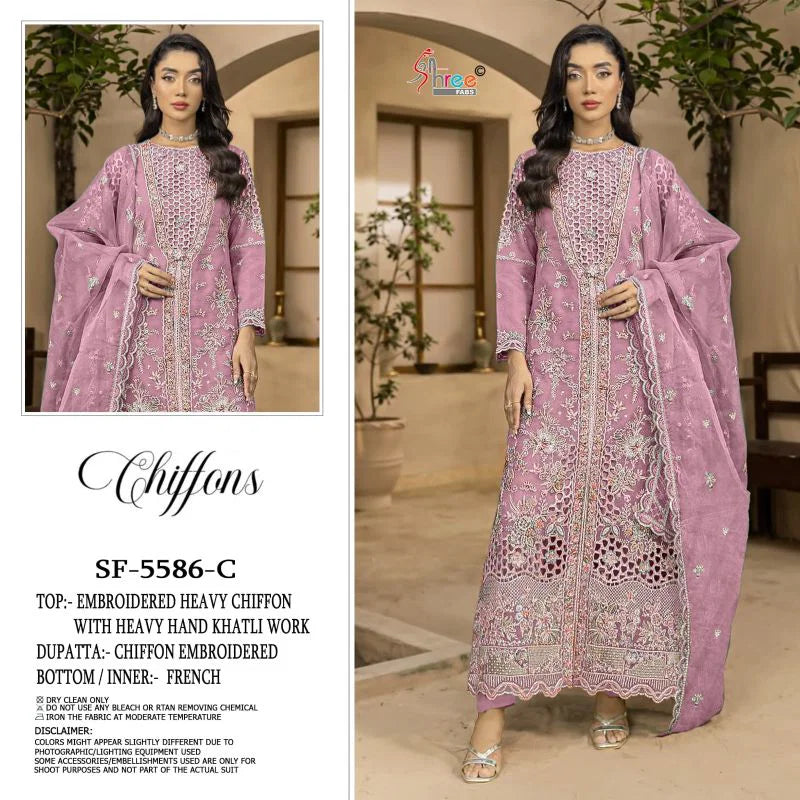 Shree Sf 5586 A To D Chiffon Embroidered Salwar Kameez Collection