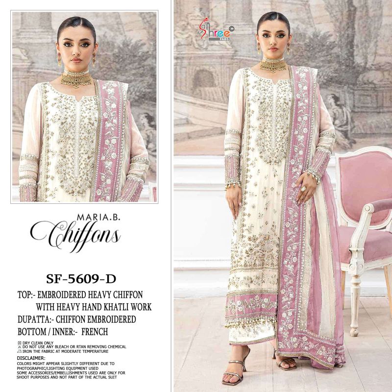 Shree Sf 5609 A To D Chiffon Embroidered Salwar Kameez Collection