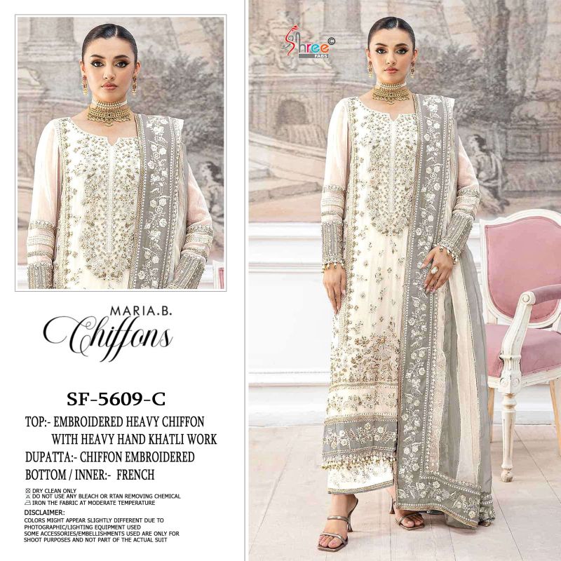 Shree Sf 5609 A To D Chiffon Embroidered Salwar Kameez Collection