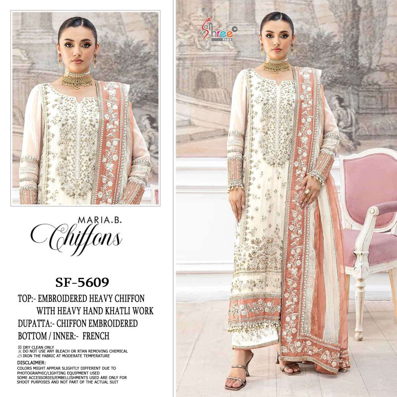 Shree Sf 5609 A To D Chiffon Embroidered Salwar Kameez Collection
