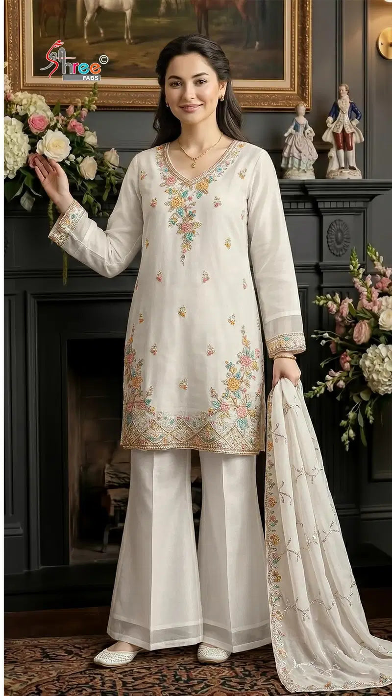 Shree Sr 2373 Readymade Moss Chiffon Embroidered Salwar Kameez