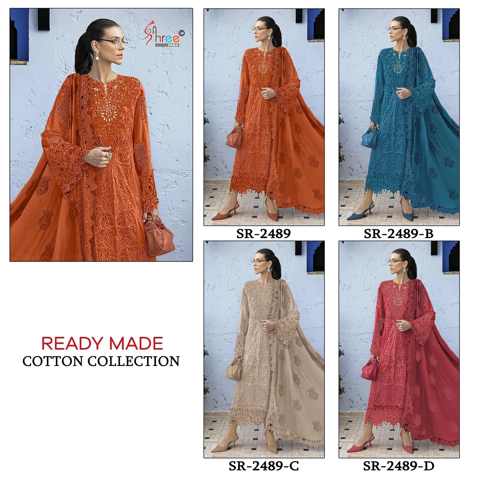 Shree Sr 2489 Cambric Cotton Embroidered Salwar Kameez