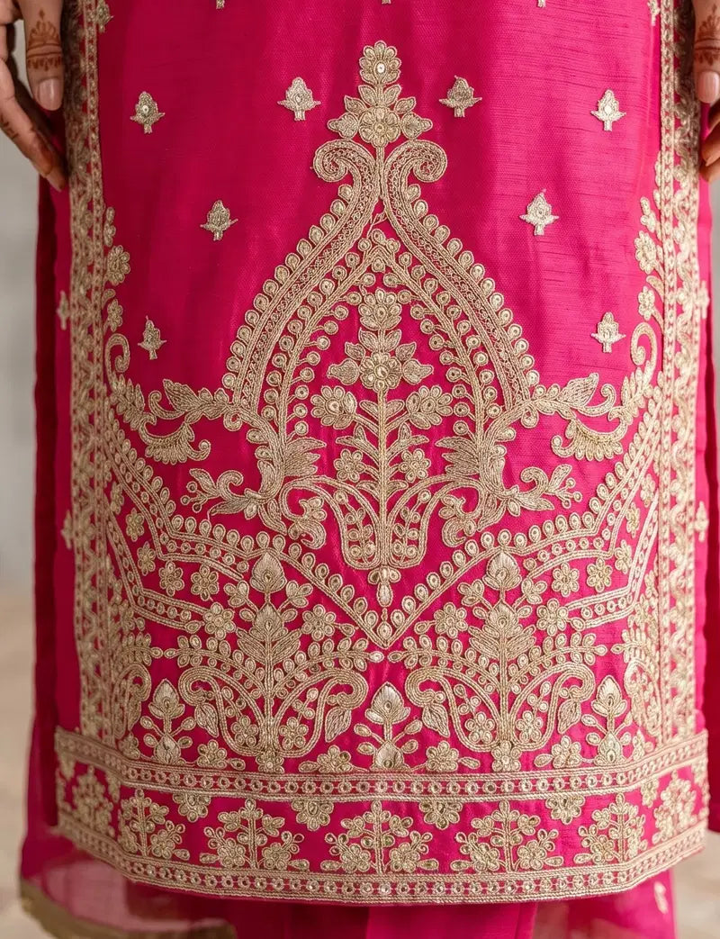 Silky Pink Hit Chinon Embroidered Salwar Kameez