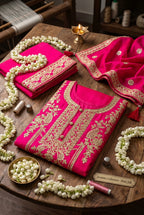 Silky Pink Hit Chinon Embroidered Salwar Kameez