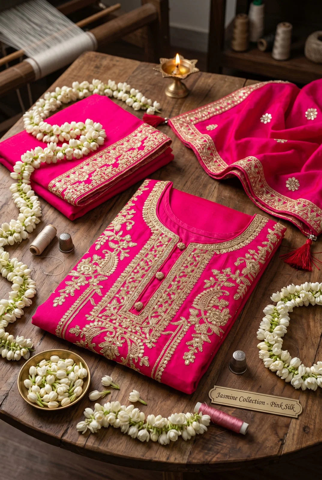 Silky Pink Hit Chinon Embroidered Salwar Kameez