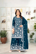 St D No 03 Heavy Chinnon Silk With Embroidery Sequence Worked Salwar Suit