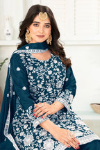 St D No 03 Heavy Chinnon Silk With Embroidery Sequence Worked Salwar Suit