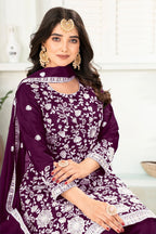 St D No 03 Heavy Chinnon Silk With Embroidery Sequence Worked Salwar Suit