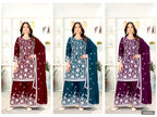 St D No 03 Heavy Chinnon Silk With Embroidery Sequence Worked Salwar Suit
