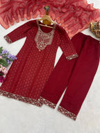 St D No 62 Chanderi Cotton Sequence Kurti With Bottom Dupatta