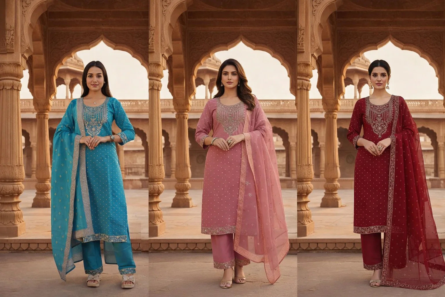 St D No 62 Chanderi Cotton Sequence Kurti With Bottom Dupatta