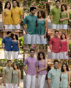 Summer Tops And Shirt Kurta Cotton Printed Mens Shirt And Ladies Top Collection