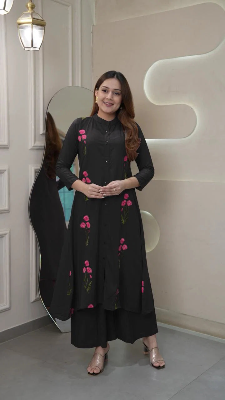 The Stylo Rayon With Embroidered Kurti With Bottom Collection