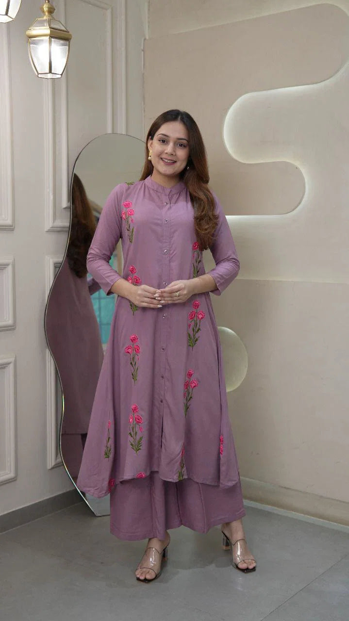 The Stylo Rayon With Embroidered Kurti With Bottom Collection