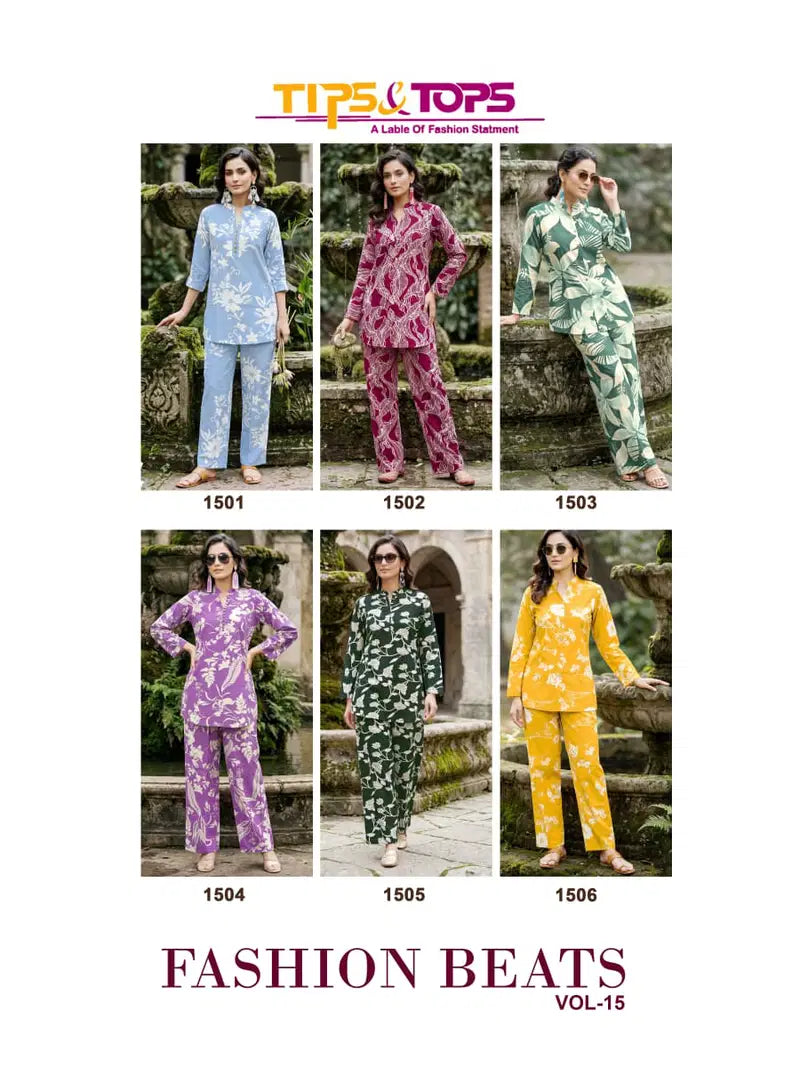 Tips And Tops Fashion Beats Vol 15 Rayon Printed Co Ord Set Colleciton