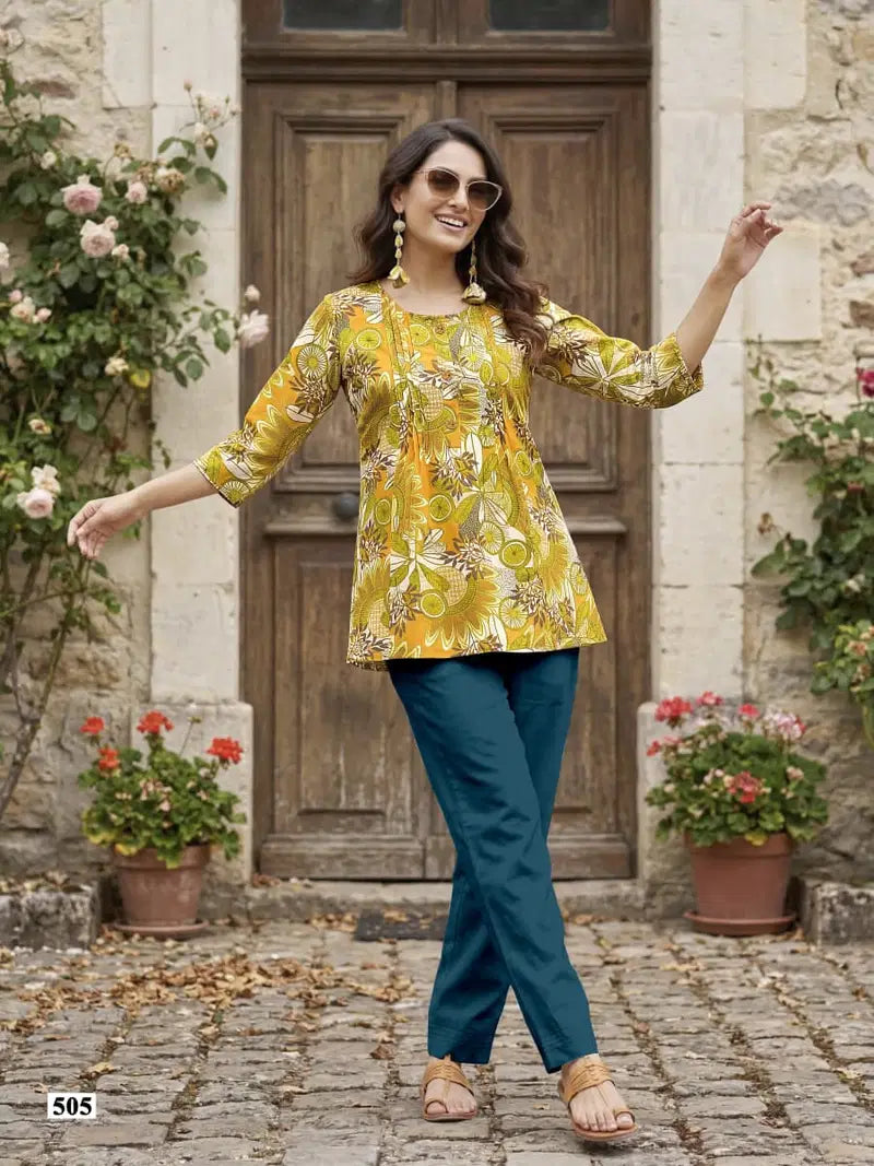Tips And Tops Victoria Vol 5 Cotton Printed Fancy Short Top Collection