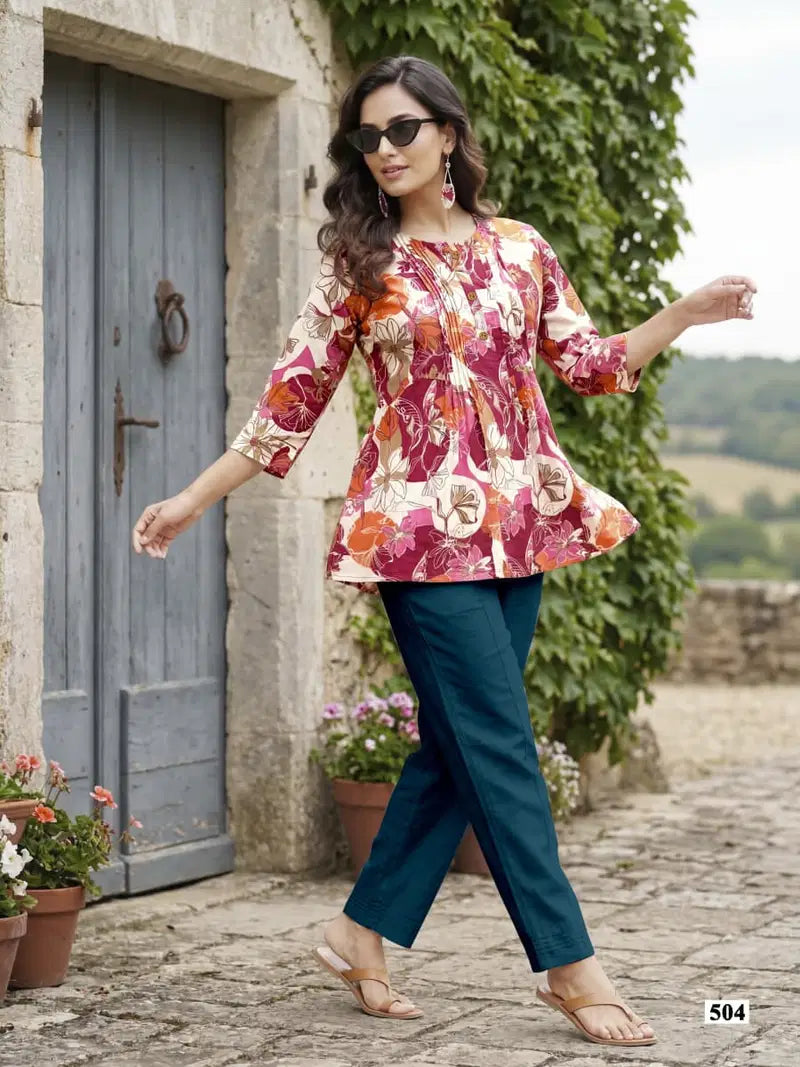 Tips And Tops Victoria Vol 5 Cotton Printed Fancy Short Top Collection
