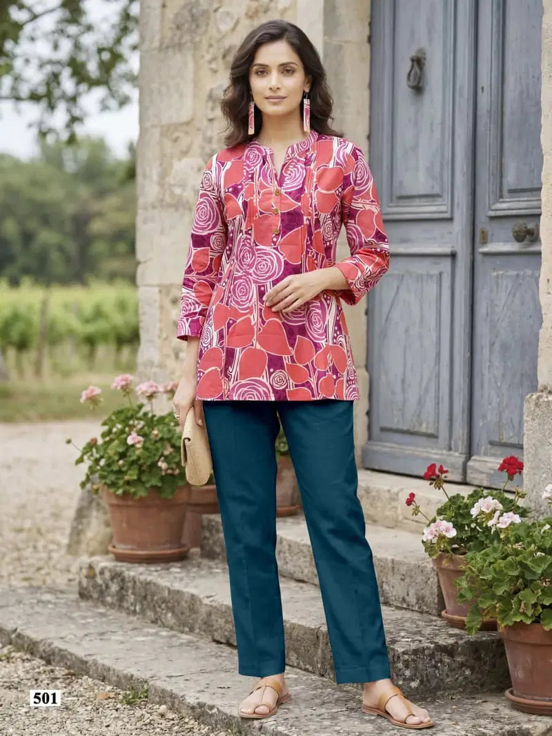 Tips And Tops Victoria Vol 5 Cotton Printed Fancy Short Top Collection
