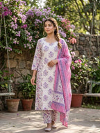 Tlc Vol 20 Cambric Cotton With Jaipuri Print Kurti With Bottom Dupatta