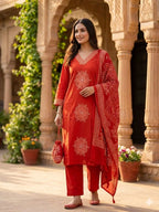 Tlc Vol 20 Cambric Cotton With Jaipuri Print Kurti With Bottom Dupatta