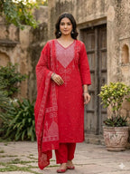 Tlc Vol 20 Cambric Cotton With Jaipuri Print Kurti With Bottom Dupatta