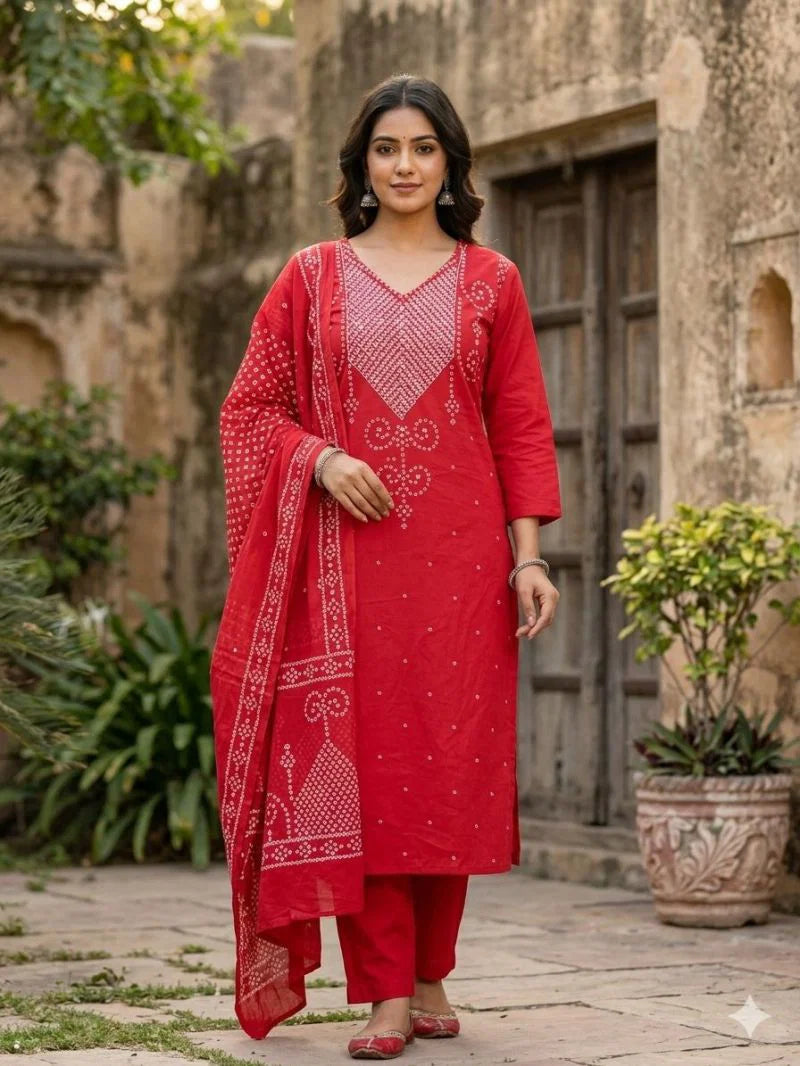 Tlc Vol 20 Cambric Cotton With Jaipuri Print Kurti With Bottom Dupatta