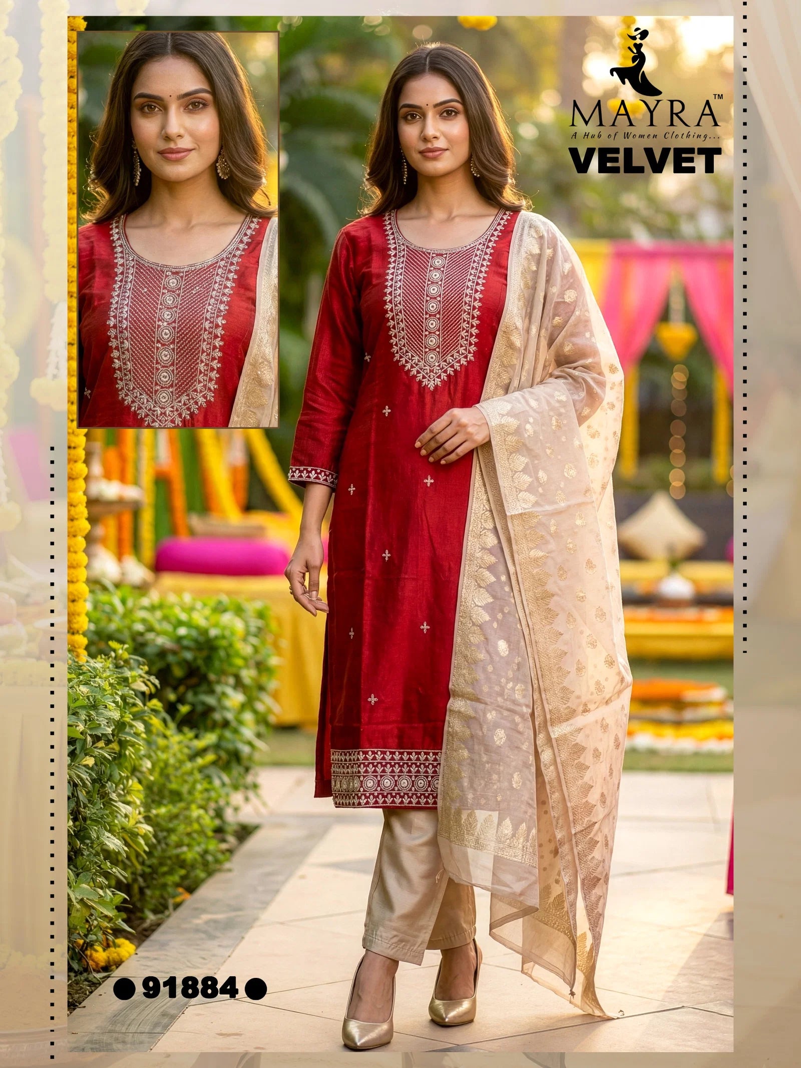 Mayra Velvet Vol 1 Fandy Satin Kurti Set Collection