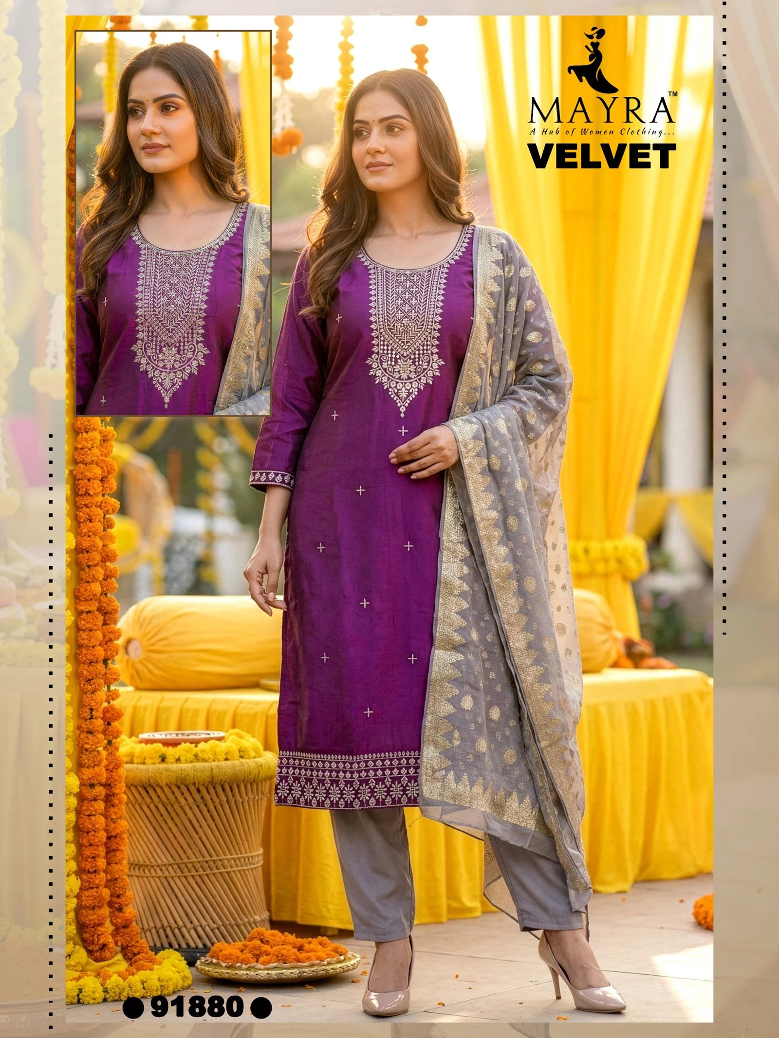 Mayra Velvet Vol 1 Fandy Satin Kurti Set Collection