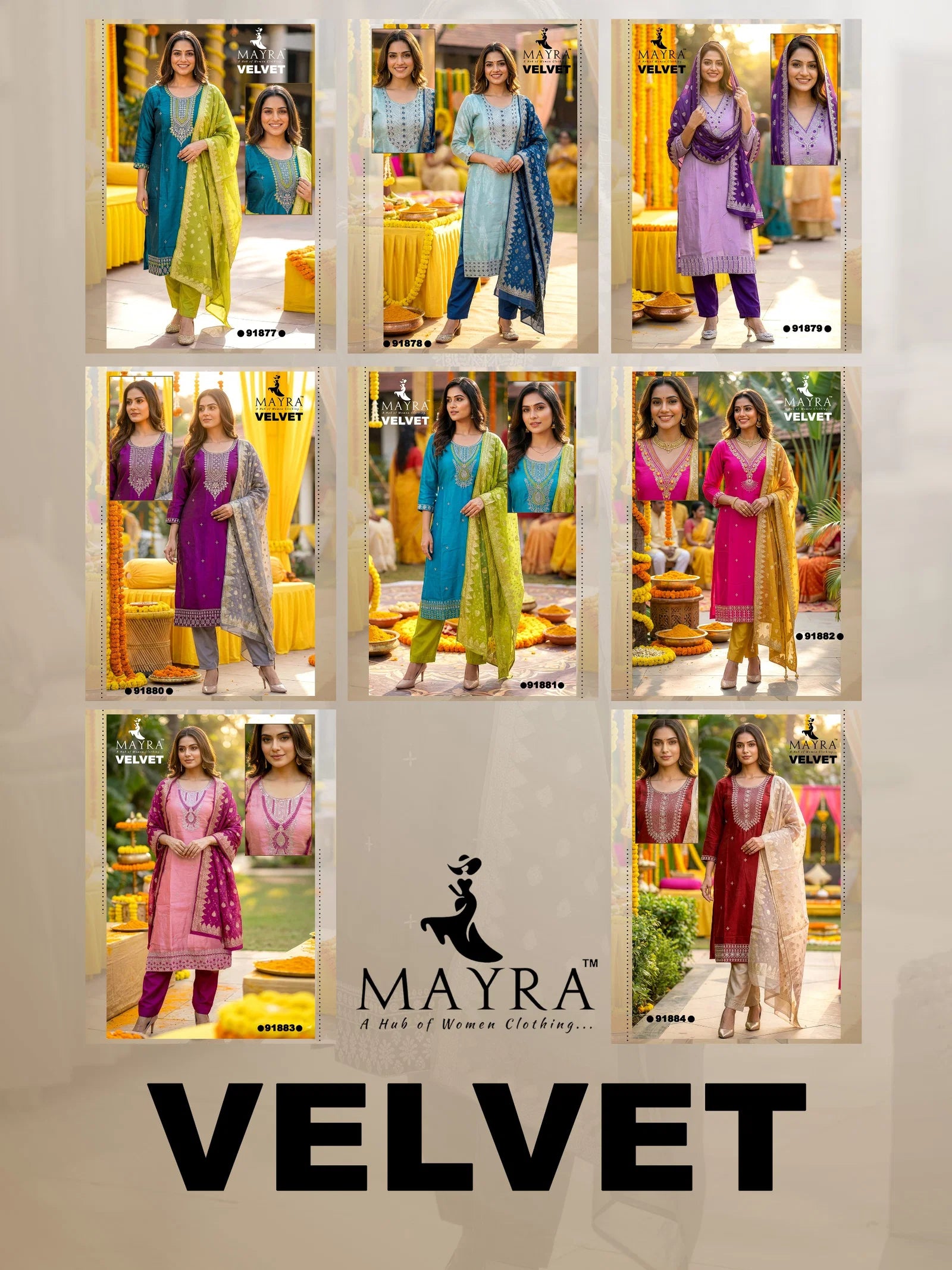 Mayra Velvet Vol 1 Fandy Satin Kurti Set Collection