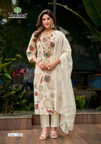 Vaniska Fiona Vertican Discharge Foil Primnted Kurti With Bottom Dupatta